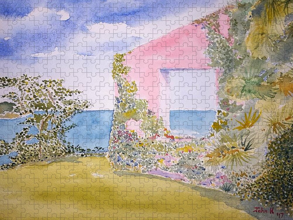 Watercolor Jigsaw Puzzle featuring the painting Tropical Lore by John Klobucher