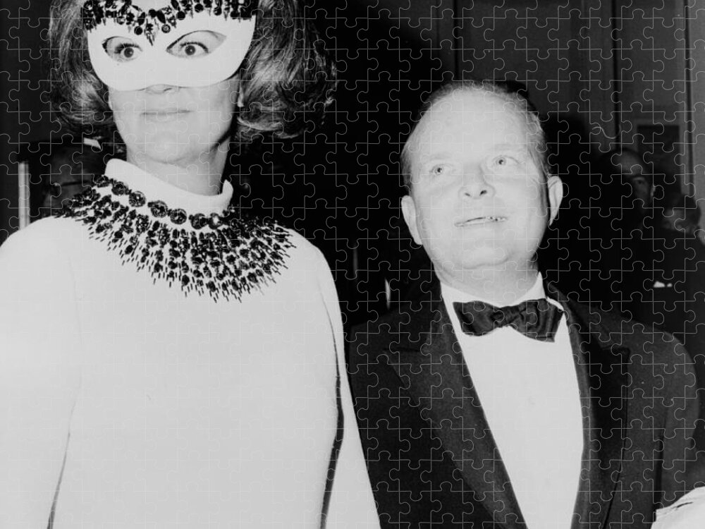 1960s Jigsaw Puzzle featuring the photograph Truman Capote And Katherine Graham, 1966 by Science Source