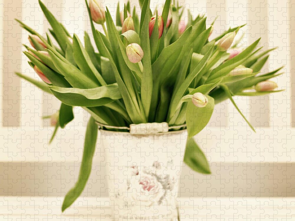 Bucket Puzzle featuring the photograph Tulips In Bucket by Andrea Kamal