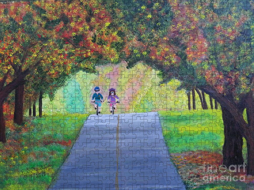 Tunnel Of Trees Jigsaw Puzzle featuring the painting Tunnel of Trees by Elizabeth Mauldin