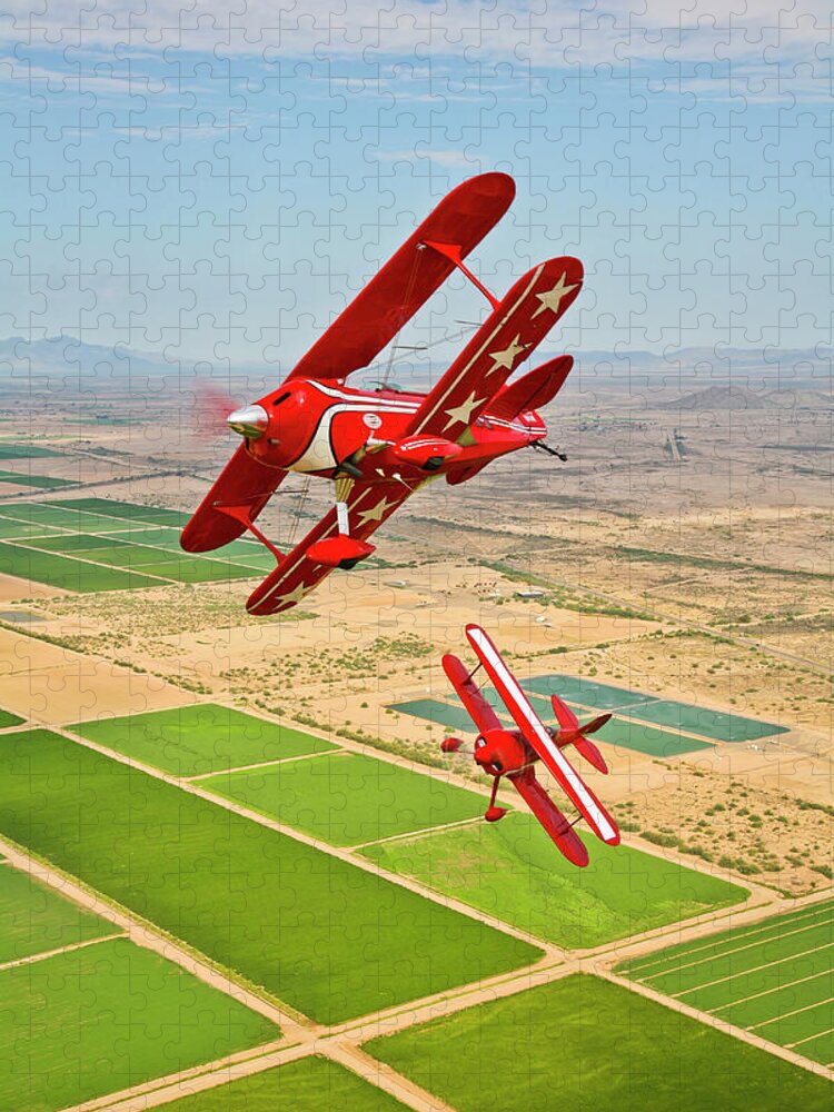 Scenics Jigsaw Puzzle featuring the photograph Two Pitts Special S-2a Aerobatic by Scott Germain/stocktrek Images