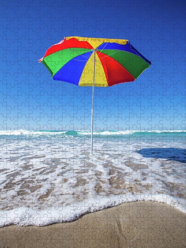 Tranquility Jigsaw Puzzle featuring the photograph Umbrella At The Beach by John White Photos