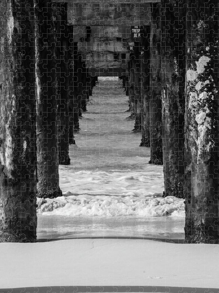 Pier Jigsaw Puzzle featuring the photograph Under the pier #2 BW by Stuart Manning