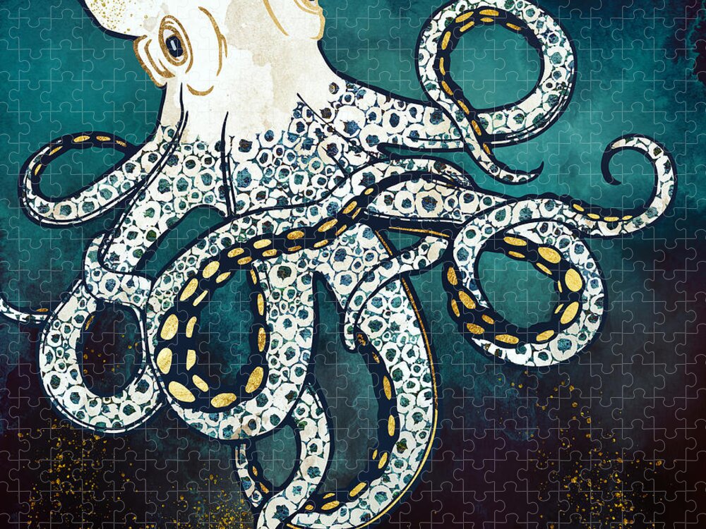 Octopus Jigsaw Puzzle featuring the digital art Underwater Dream VII by Spacefrog Designs