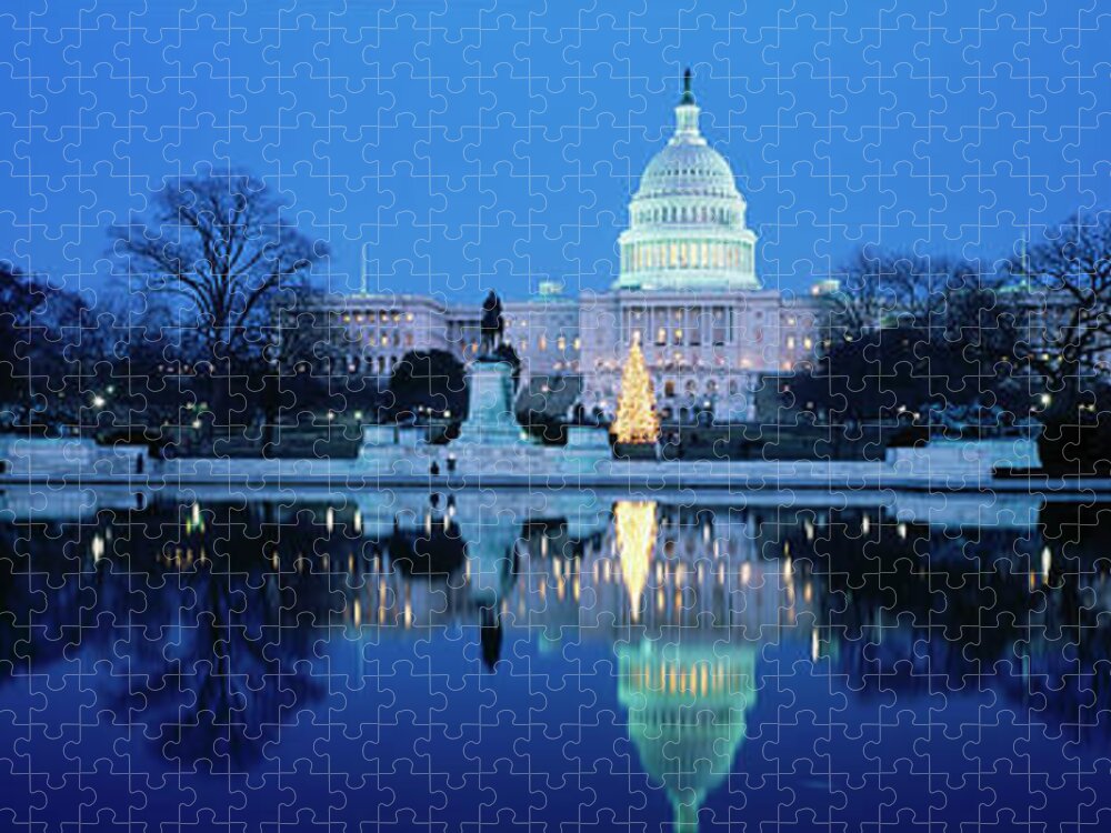 Scenics Jigsaw Puzzle featuring the photograph Us Capitol And Christmas Tree by Walter Bibikow