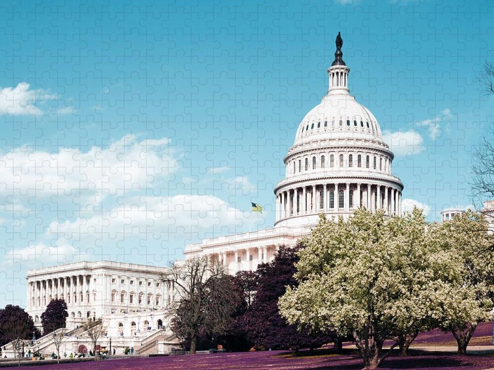 Colorful Jigsaw Puzzle featuring the painting U.S. Capitol Building, Washington D.C. Original image from Carol M. Highsmith v3 by Celestial Images
