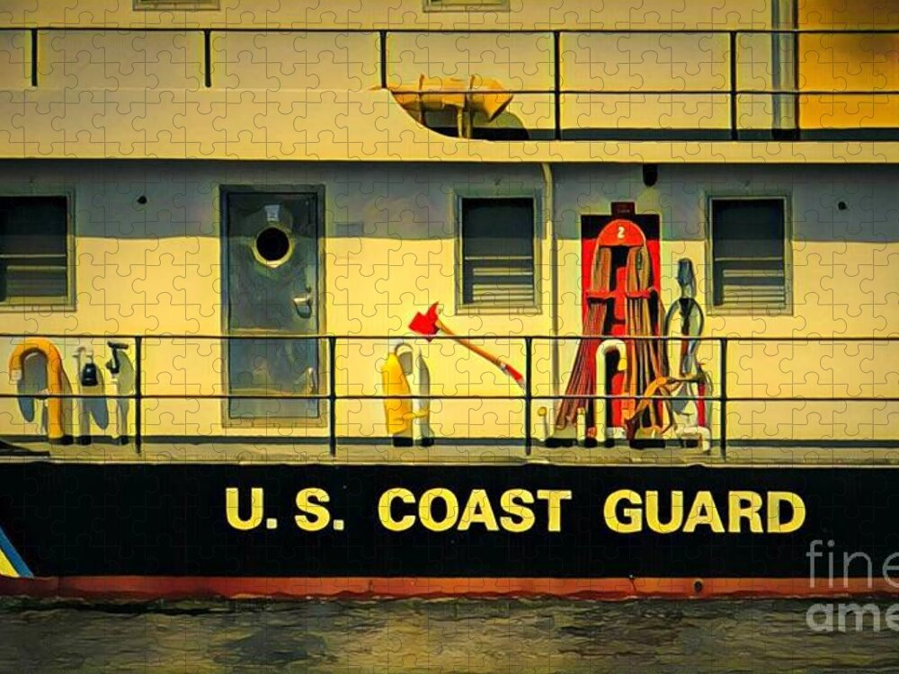 Mississippi River Jigsaw Puzzle featuring the painting U.s. Coast Guard by Marilyn Smith