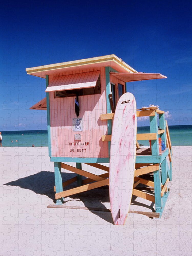 City Jigsaw Puzzle featuring the photograph Usa Florida Miami Beach Lifeguard by Buena Vista Images