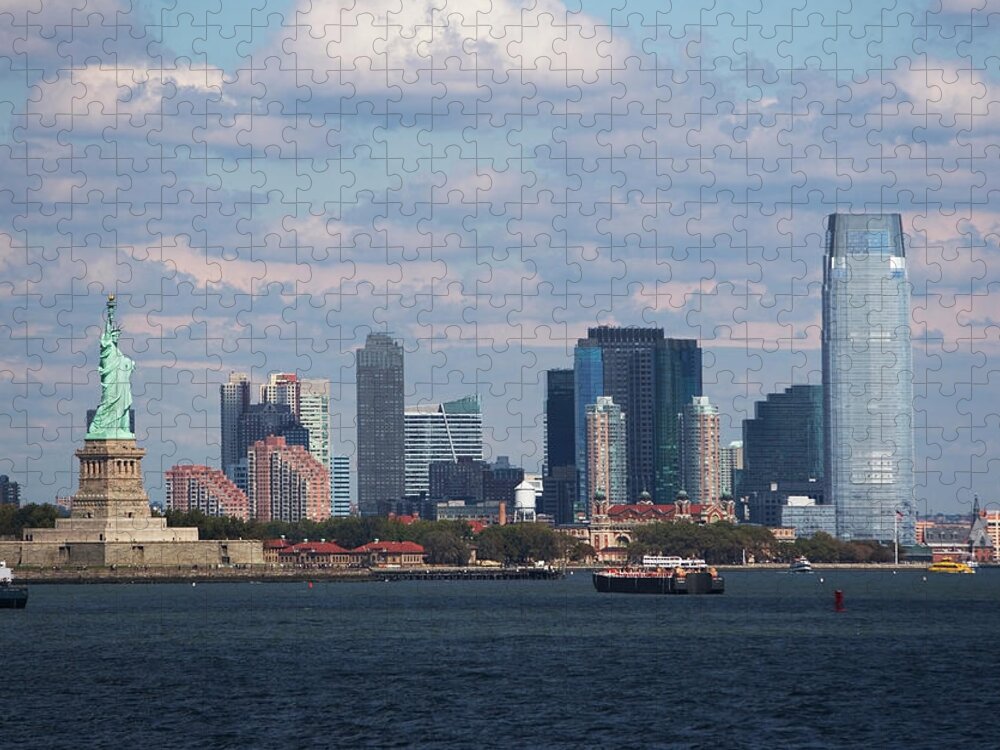 Outdoors Jigsaw Puzzle featuring the photograph Usa, New York City, Skyline With Statue by Fotog