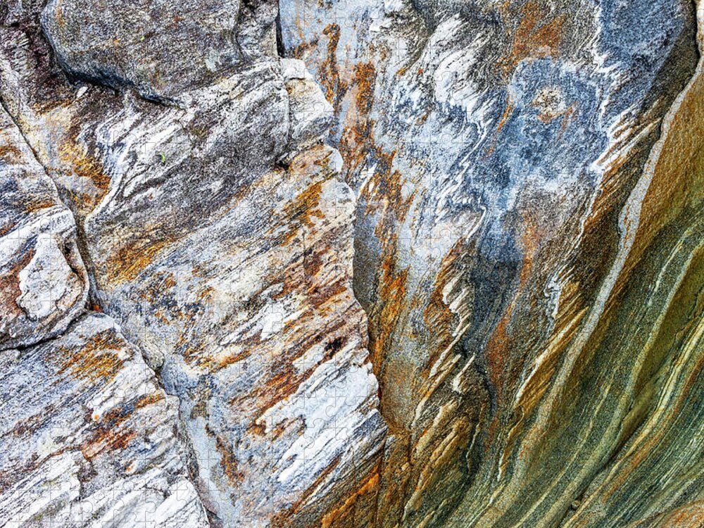 Heike Odermatt Jigsaw Puzzle featuring the photograph Valle Verzasca Granite Detail by Heike Odermatt