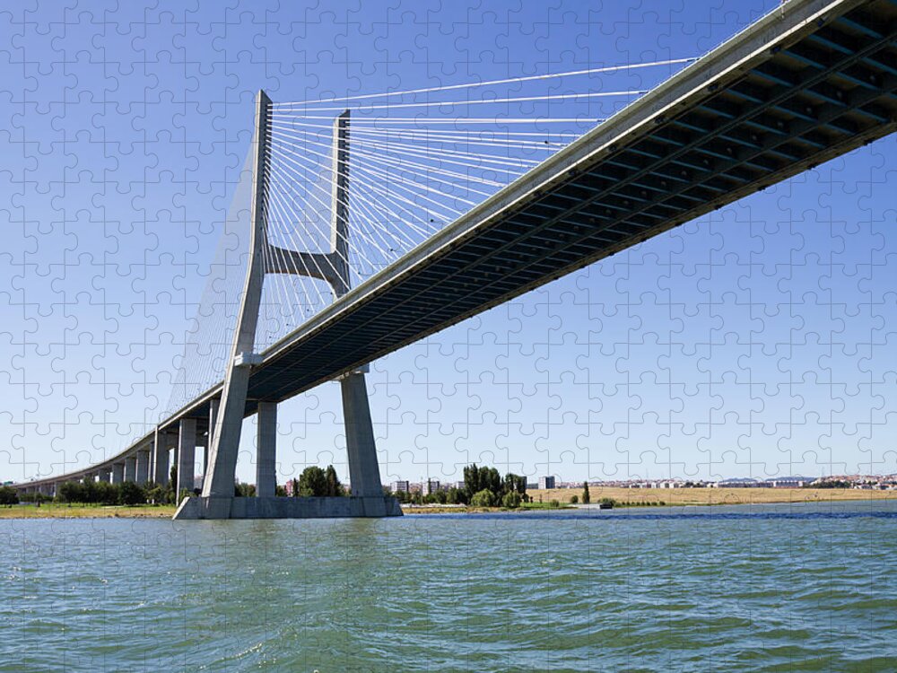 Long Jigsaw Puzzle featuring the photograph Vasco Da Gama Contemporary Cable-stayed by Alanphillips