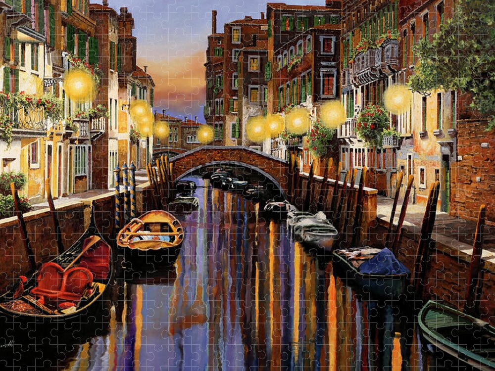 Venice Jigsaw Puzzle featuring the painting Venice at Dusk by Guido Borelli