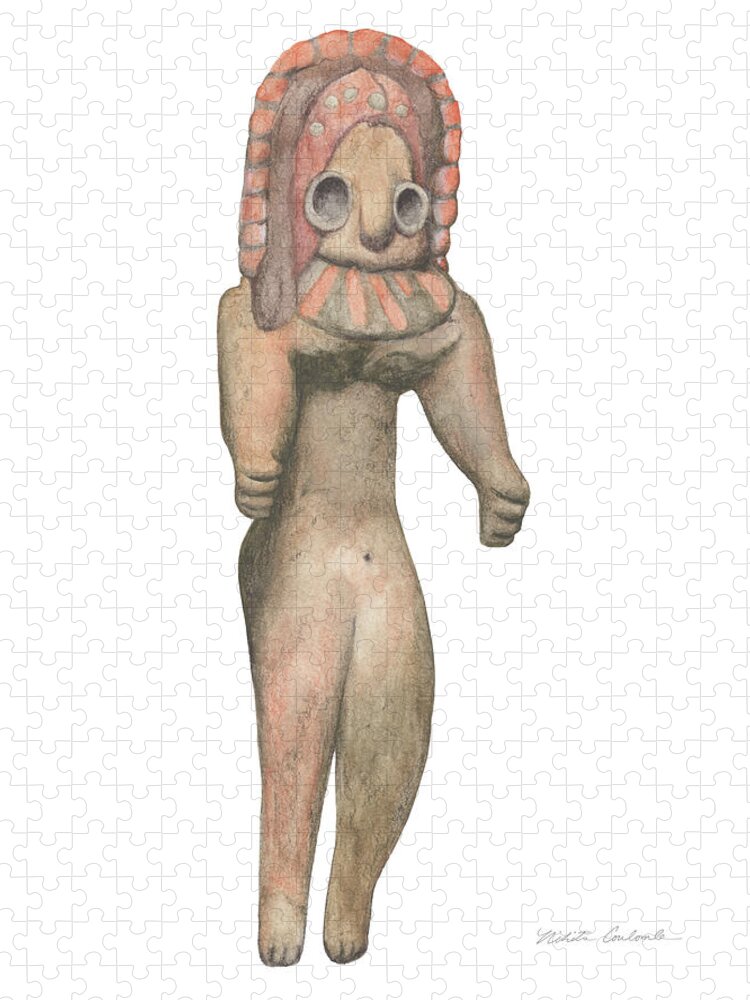 Venus Jigsaw Puzzle featuring the drawing Venus of the Indus Valley by Nikita Coulombe