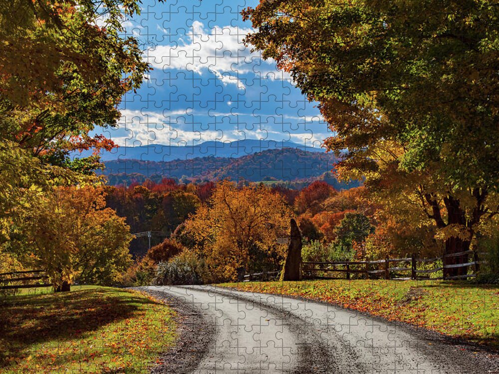 Pomfret Vermont Jigsaw Puzzle featuring the photograph Vermont Backroad Ramble in Autumn by Jeff Folger