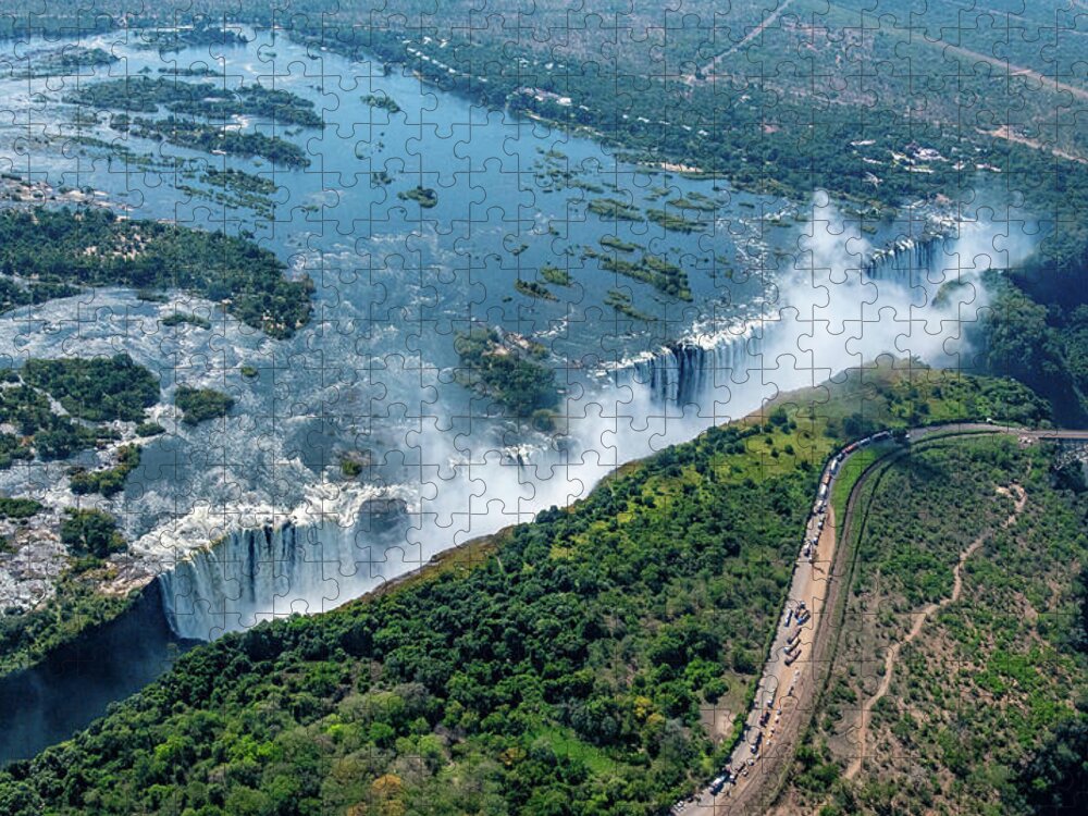 Seven Wonders Of The World Jigsaw Puzzle featuring the photograph Victoria Falls, Aerial View by Marcy Wielfaert
