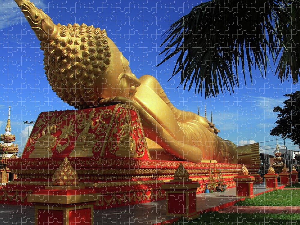 Grass Jigsaw Puzzle featuring the photograph Vientiane, Laos by Mark Hollowell