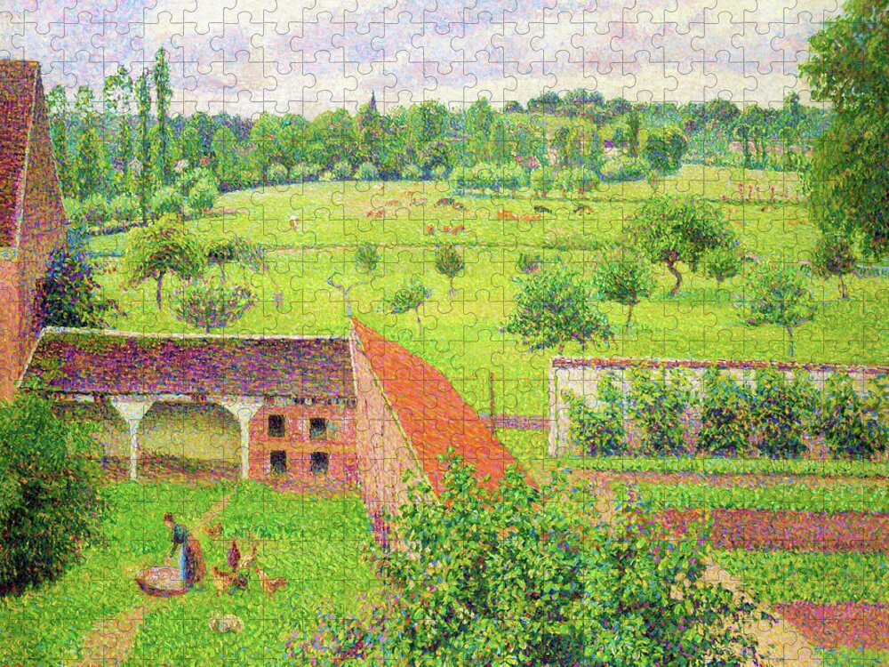Camille Pissarro Jigsaw Puzzle featuring the painting View from my Window, Eragny-sur-Epte - Digital Remastered Edition by Camille Pissarro