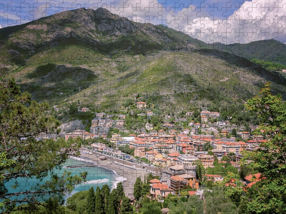 Joan Carroll Jigsaw Puzzle featuring the photograph View of Levanto Cinque Terre Italy by Joan Carroll