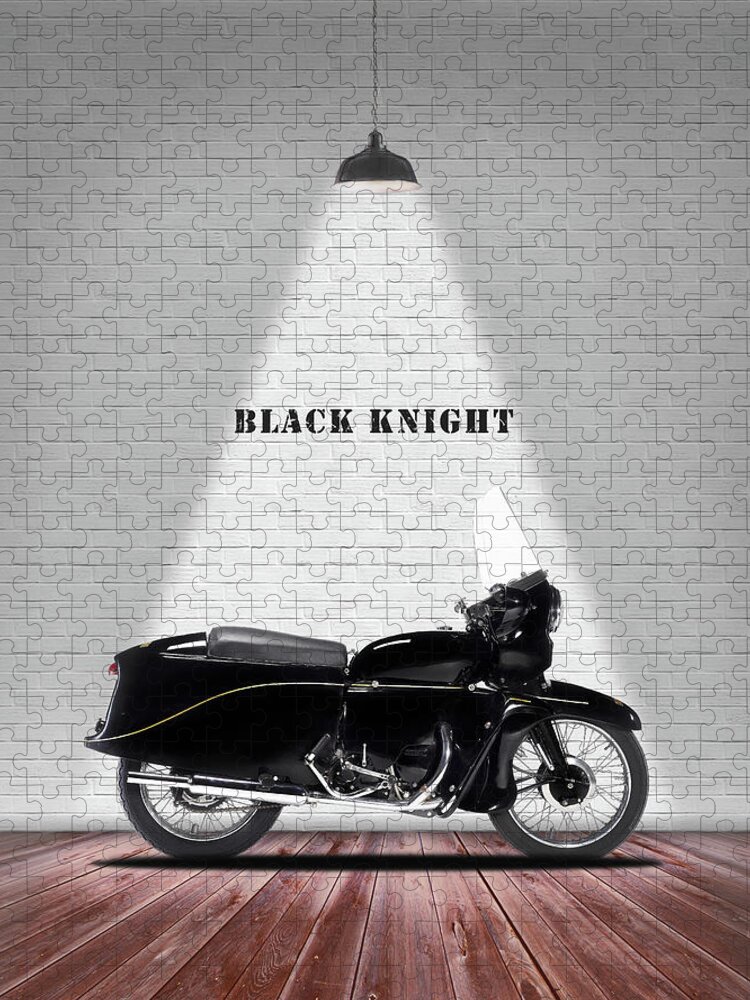 Vincent Black Knight 1955 Jigsaw Puzzle featuring the photograph Vincent Black Knight 1955 by Mark Rogan