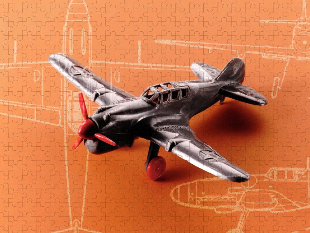 Air Force Jigsaw Puzzle featuring the drawing Vintage Airplane by CSA Images