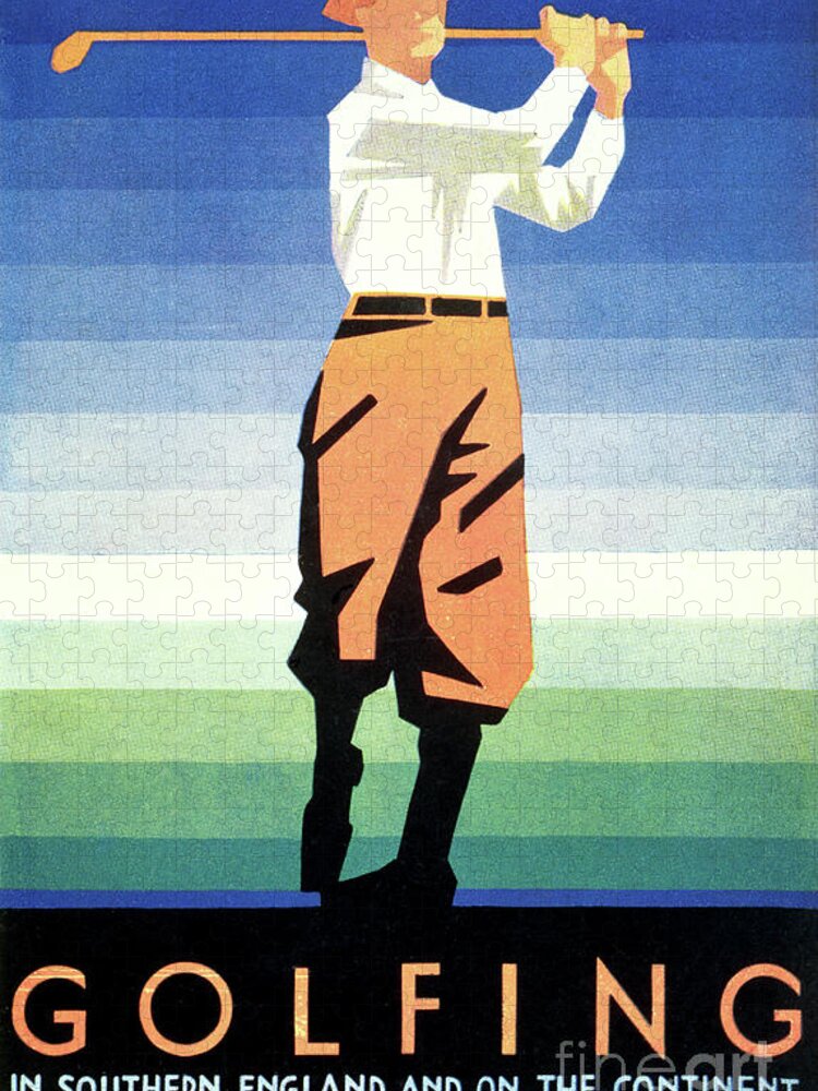 Golf Jigsaw Puzzle featuring the painting Vintage golf poster by English School