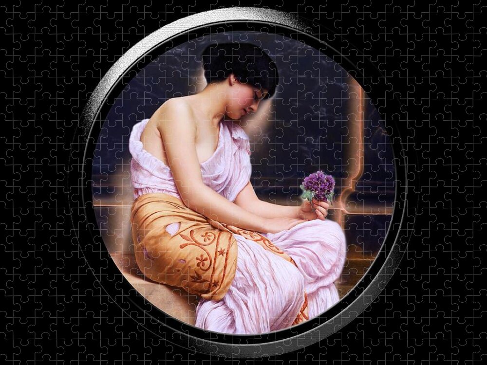 Young Girl Jigsaw Puzzle featuring the painting Violets, Sweet Violets by John Godward LM Shift by Rolando Burbon