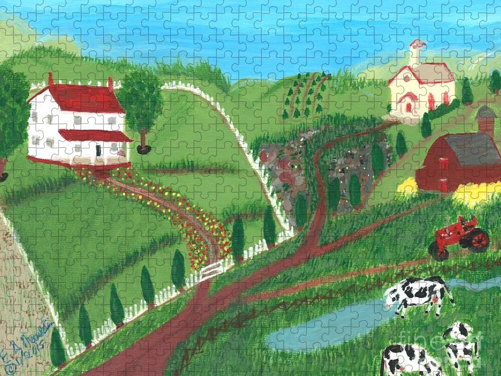 Virginia Countryside Jigsaw Puzzle featuring the painting Virginia Countryside by Elizabeth Mauldin