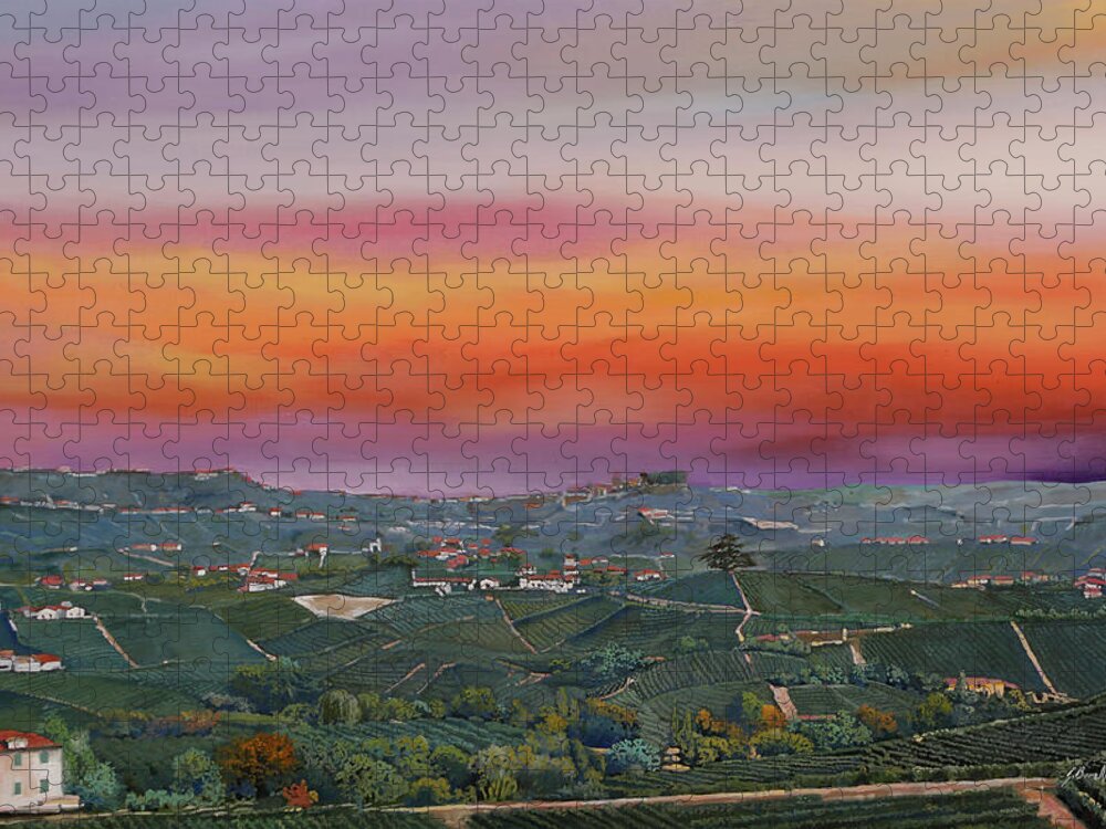 Castiglione Falletto Jigsaw Puzzle featuring the painting Vista Da Castiglione Falletto by Guido Borelli