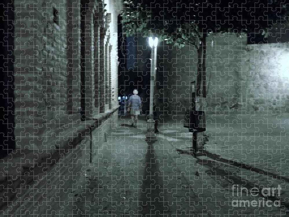 Night Scene Jigsaw Puzzle featuring the photograph Street Lights in La Fuerte by Rosanne Licciardi