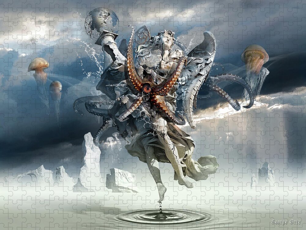 Imagination Jigsaw Puzzle featuring the digital art Walking on Water or Correlation of Dreams and Reality by George Grie