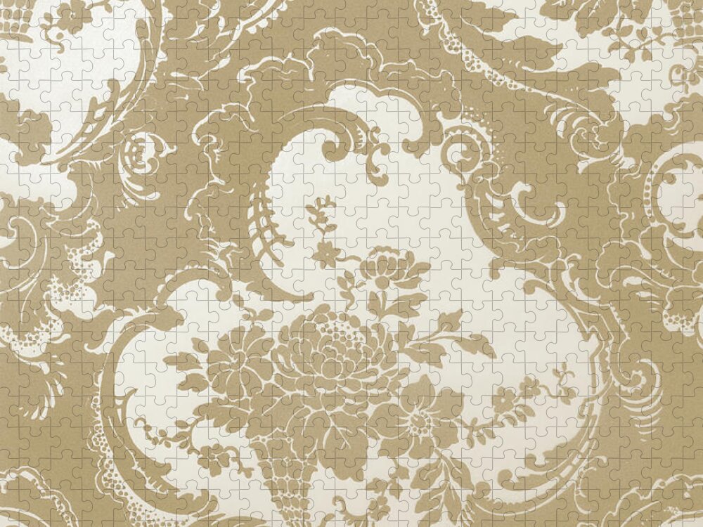 Wallpaper Jigsaw Puzzle featuring the drawing Wallpaper Sample, Brown by English School
