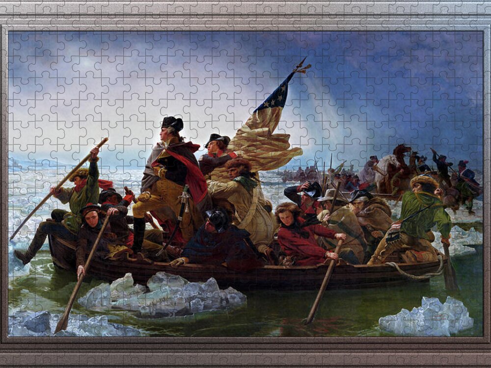 Washington Crossing The Delaware Jigsaw Puzzle featuring the painting Washington Crossing the Delaware by Emanuel Leutze by Rolando Burbon