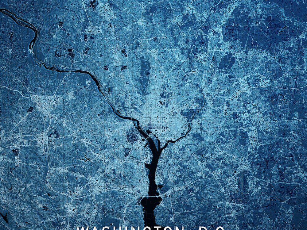 Washington Jigsaw Puzzle featuring the digital art Washington DC 3D Render Blue Top View Mar 2019 by Frank Ramspott