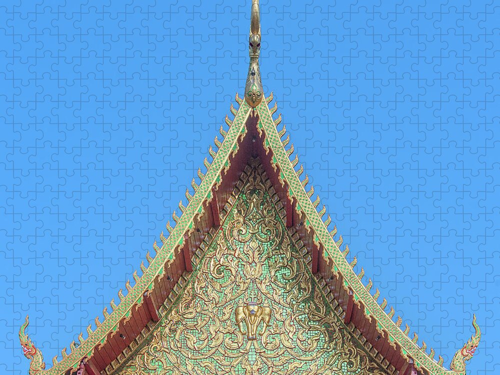 Scenic Jigsaw Puzzle featuring the photograph Wat Nong Khrop Phra Ubosot Gable DTHCM2663 by Gerry Gantt