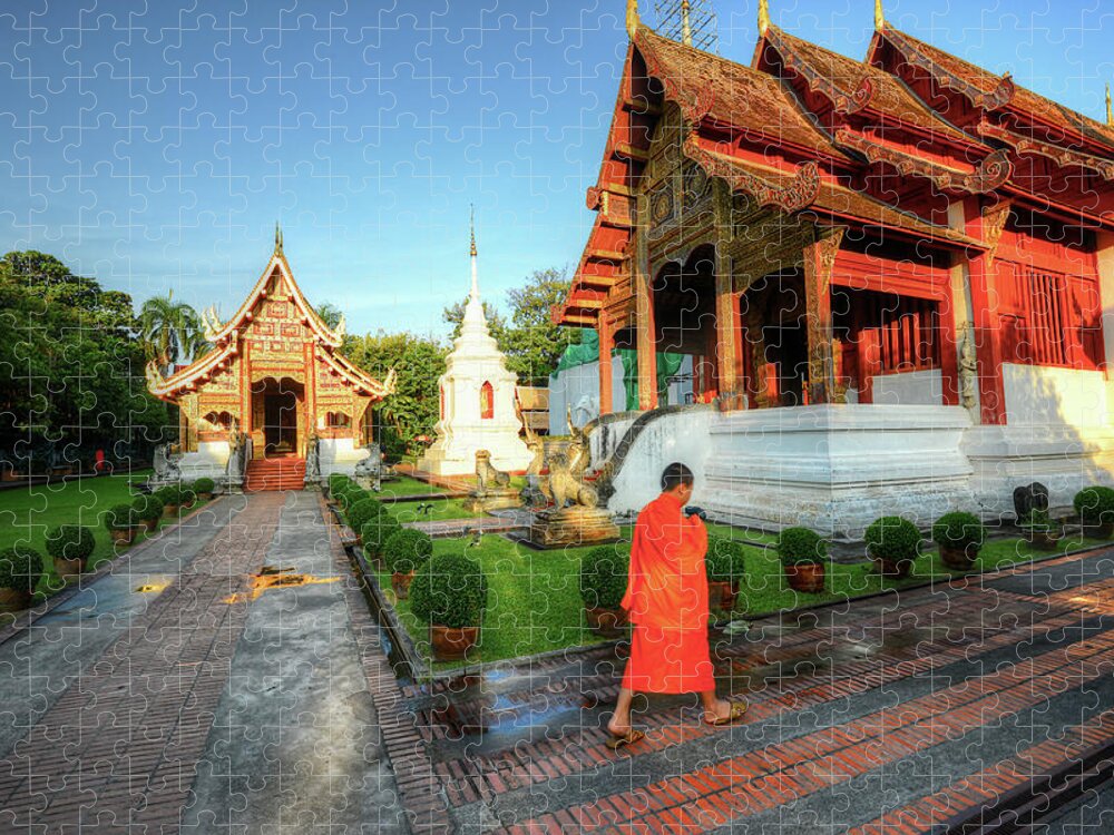 Wat Phra Sing Jigsaw Puzzle featuring the photograph Wat Phra Singh, Chiang Mai by Ashit Desai