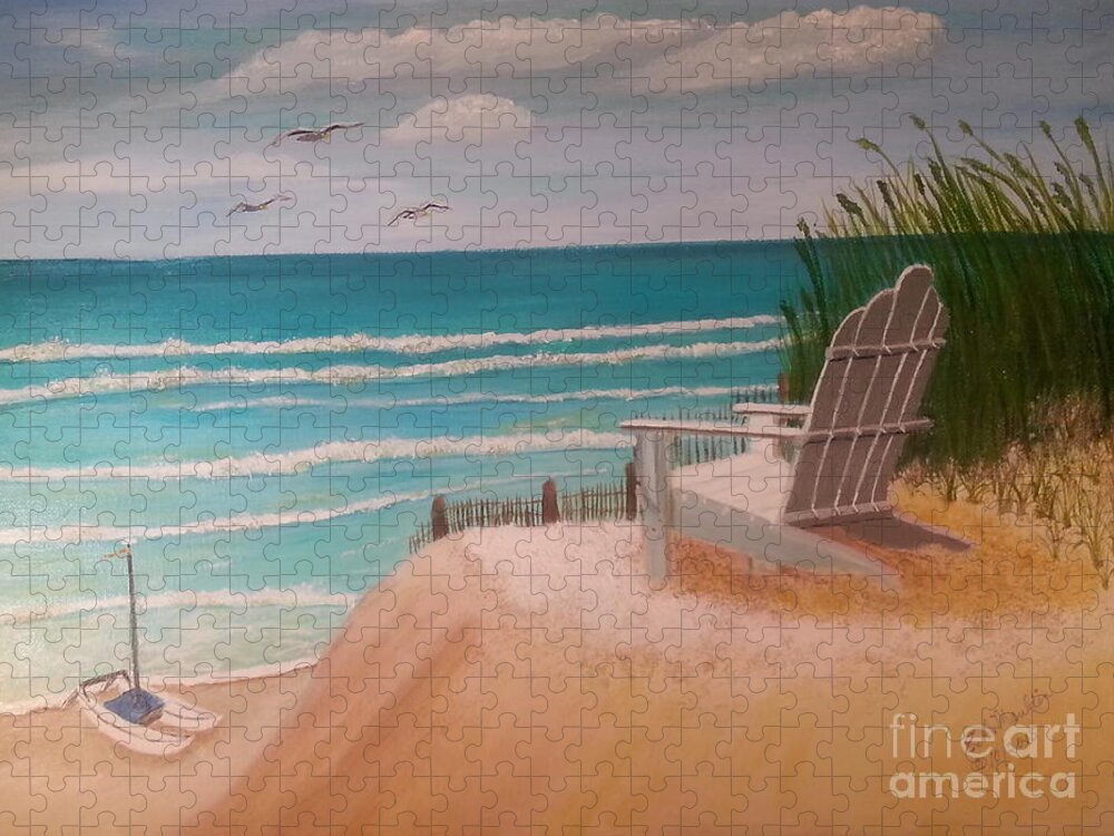 Sand Dune Jigsaw Puzzle featuring the painting Watching the Breakers by Elizabeth Mauldin