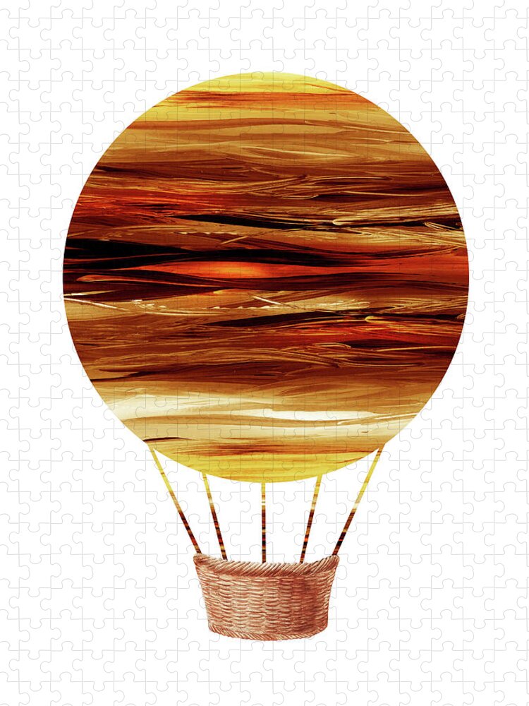 Watercolor Jigsaw Puzzle featuring the painting Watercolor Silhouette Hot Air Balloon XV by Irina Sztukowski