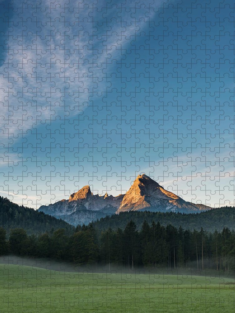 Ip_71098246 Jigsaw Puzzle featuring the photograph Watzmann, Sunrise, Near Berchtesgaden, Berchtesgadener Land, Upper Bavaria, Bavaria, Germany by Daniel Schoenen Fotografie