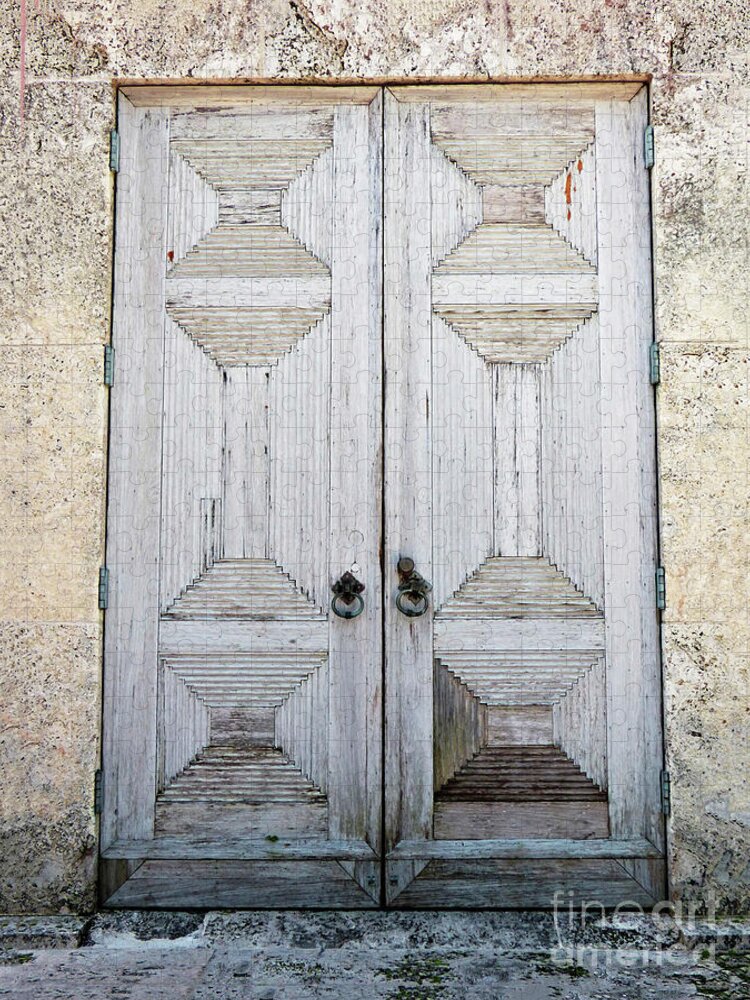Still Life Jigsaw Puzzle featuring the photograph Weathered Carved Door 300 by Sharon Williams Eng
