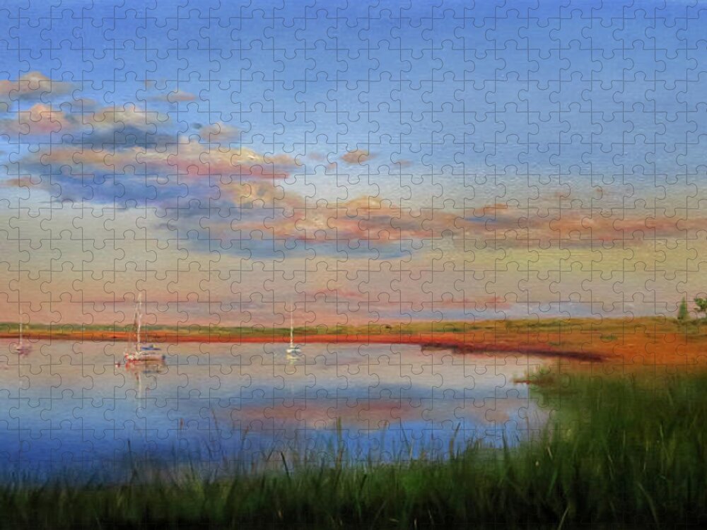 Cape Cod Jigsaw Puzzle featuring the painting West Bay Landing, Osterville by Jonathan Gladding