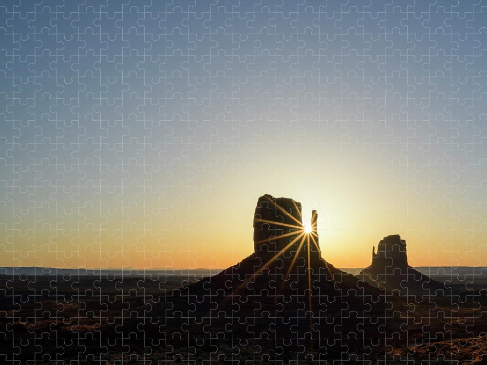 Arizona Jigsaw Puzzle featuring the photograph West Mitten Sunburst by James Covello