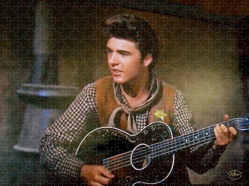 Ricky Nelson Dean Martin John Wayne Country Western Stage Concert Singer Star Entertainer Tv Music Musician Gun Slinger Cowboy Deputy Sheriff The Of To And A In Is It You He Was For On Are As I His Be One Or Had By We Can All Up An She Do If So Her With That They Have But Were Then Word Make Like Our Rkc Ron Ronald K Chambers Jigsaw Puzzle featuring the photograph Western Ricky Nelson by Ron Chambers
