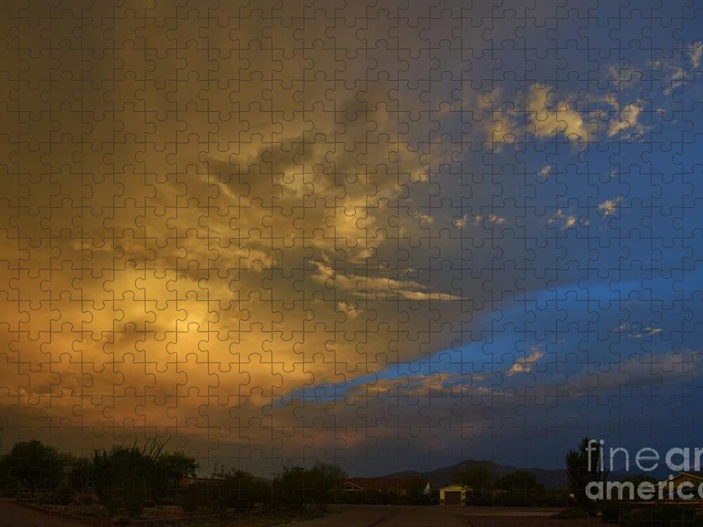 Sunset Jigsaw Puzzle featuring the photograph What's Happening In The Sky by Janet Marie