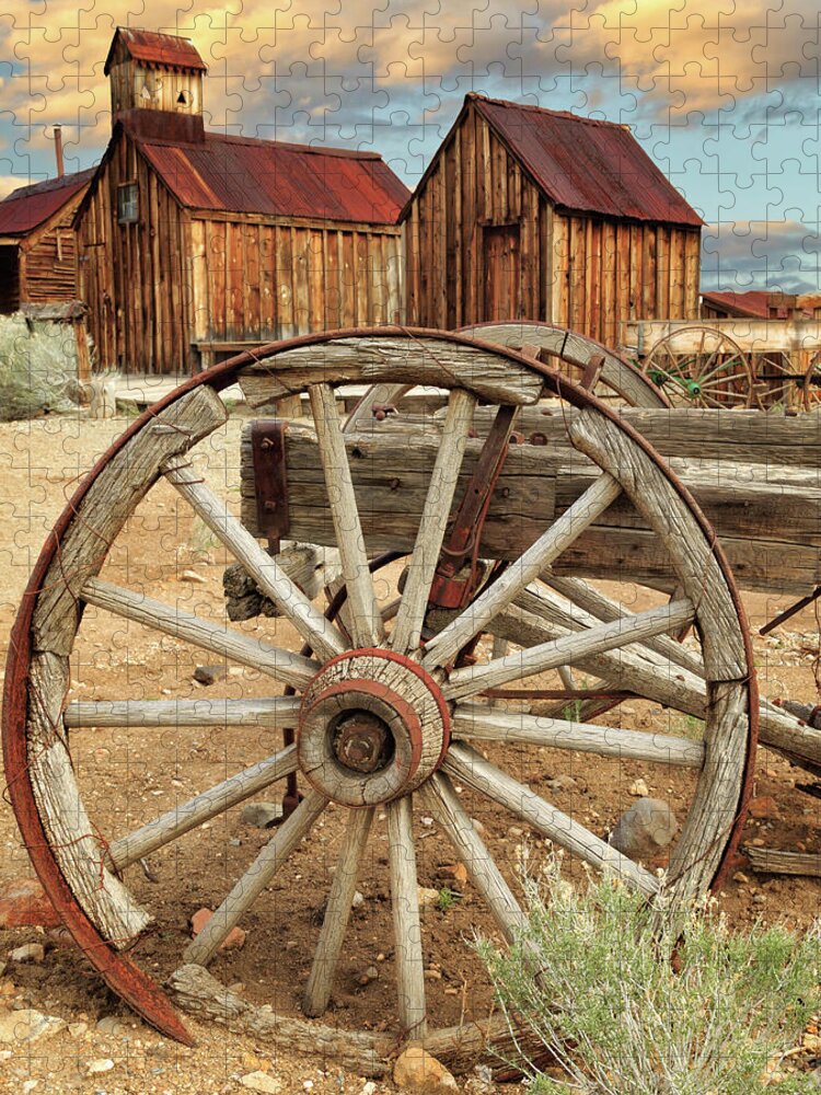 Wagon Jigsaw Puzzle featuring the photograph Wheels And Spokes In Color by James Eddy