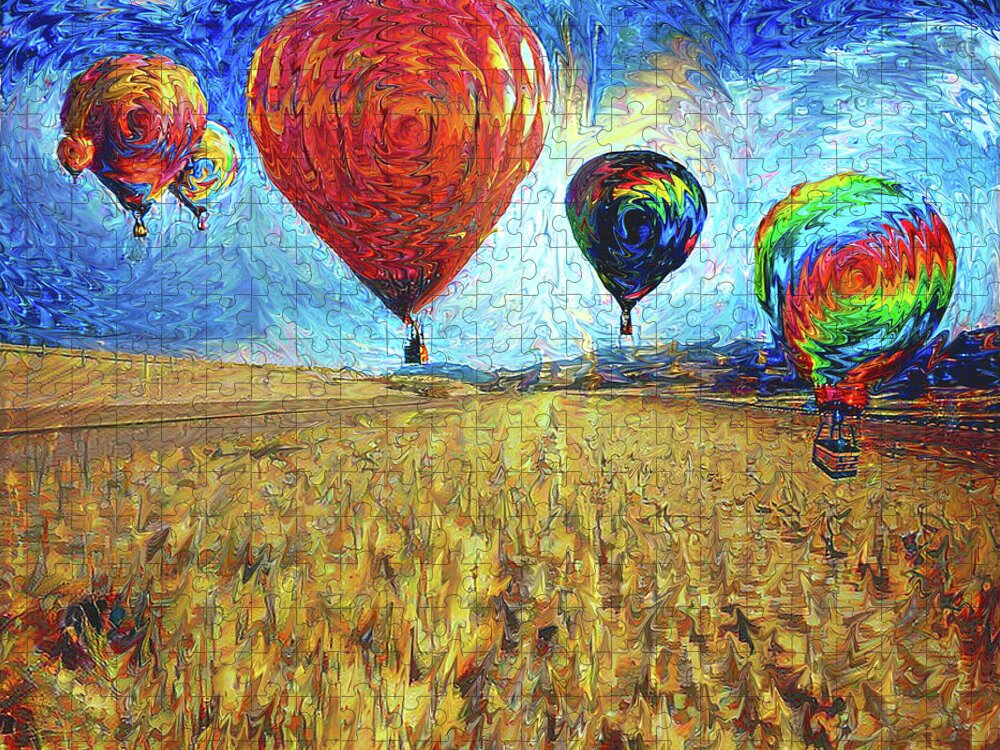 Balloon Jigsaw Puzzle featuring the digital art When the sky blooms by Alex Mir