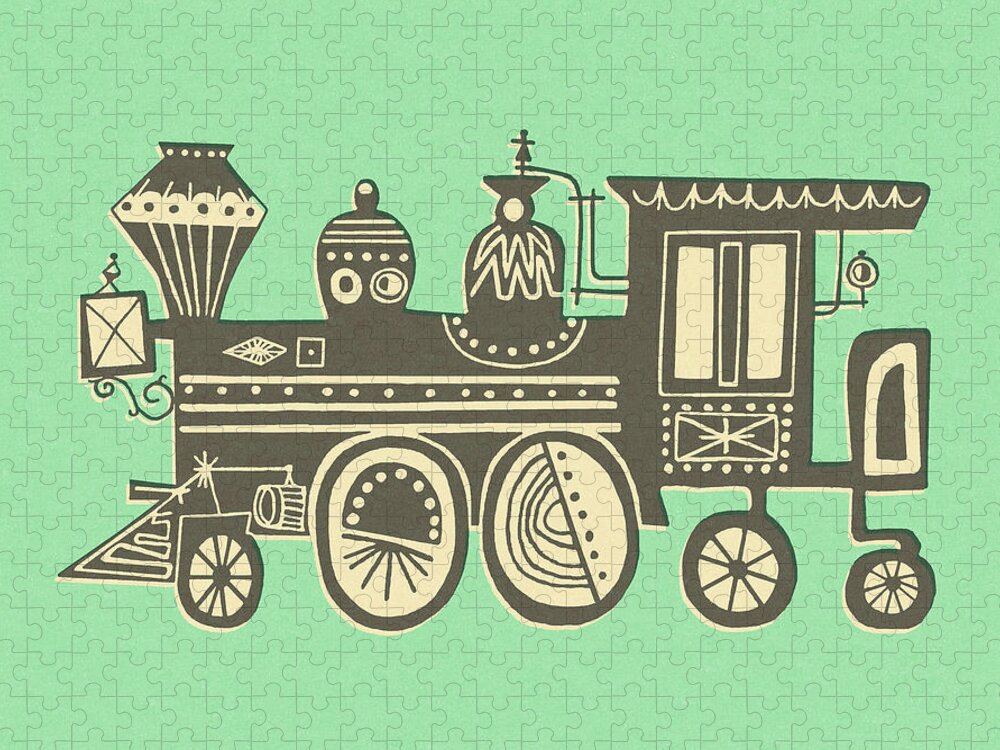 Campy Jigsaw Puzzle featuring the drawing Whimsical Locomotive by CSA Images