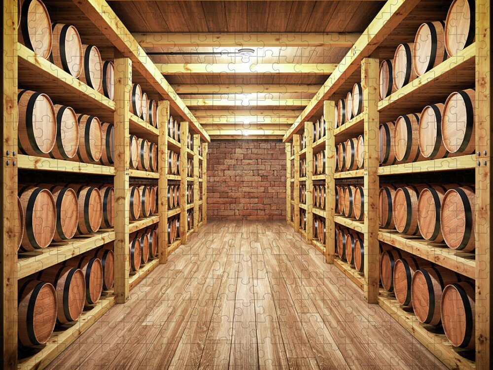 Fermenting Jigsaw Puzzle featuring the photograph Whiskey Wine Cellar by Imaginima