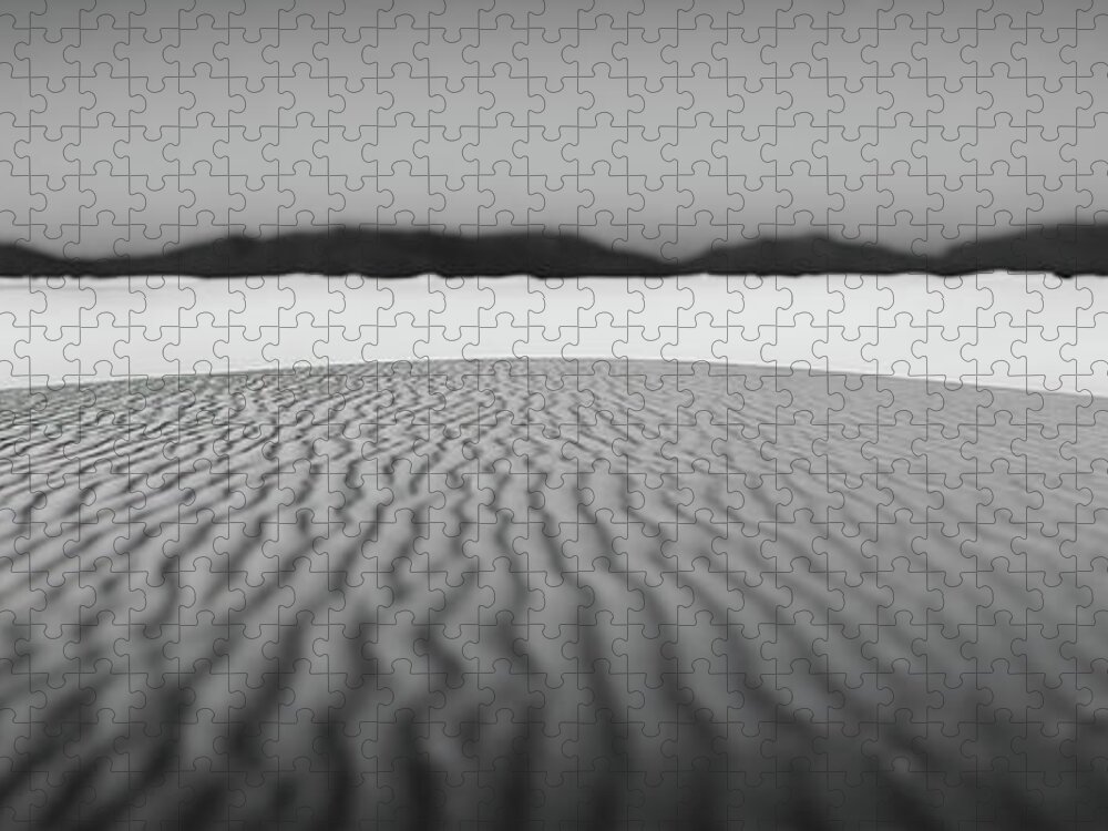 White Sands National Monument Jigsaw Puzzle featuring the photograph White Sands In Black And White by Doug Sturgess