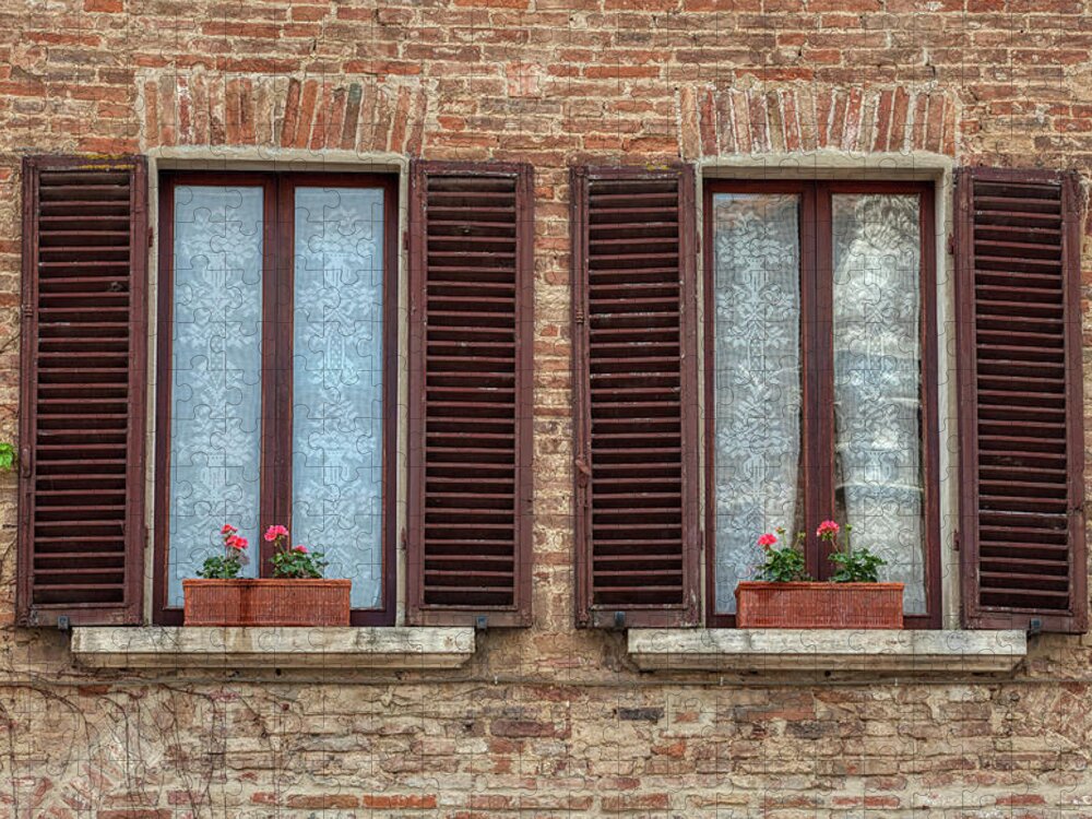 Tuscany Jigsaw Puzzle featuring the photograph Window Flowers of Tuscany by David Letts