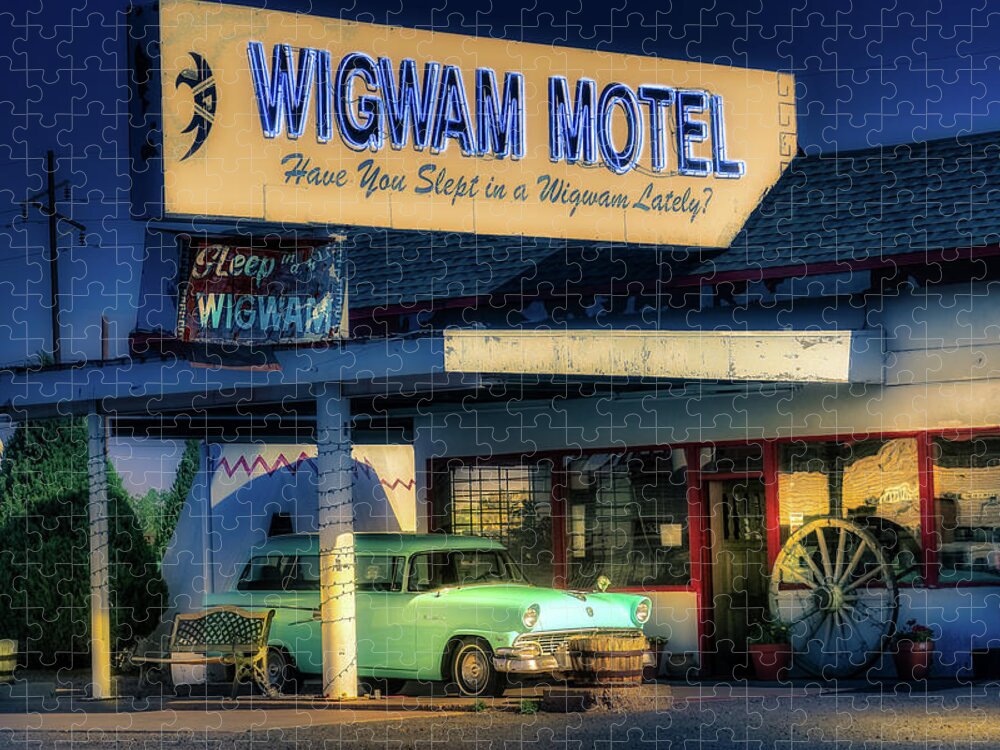 Holbrook Jigsaw Puzzle featuring the photograph Wigwam Motel Holbrook, AZ by Micah Offman